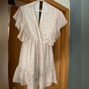 White and Red Patterned Dress